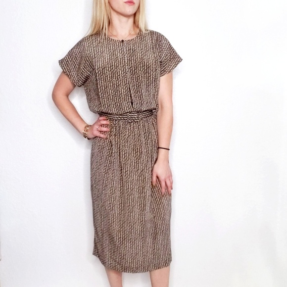 Vintage Dresses & Skirts - 80-90s Vintage Speckled Animal Print Midi Dress